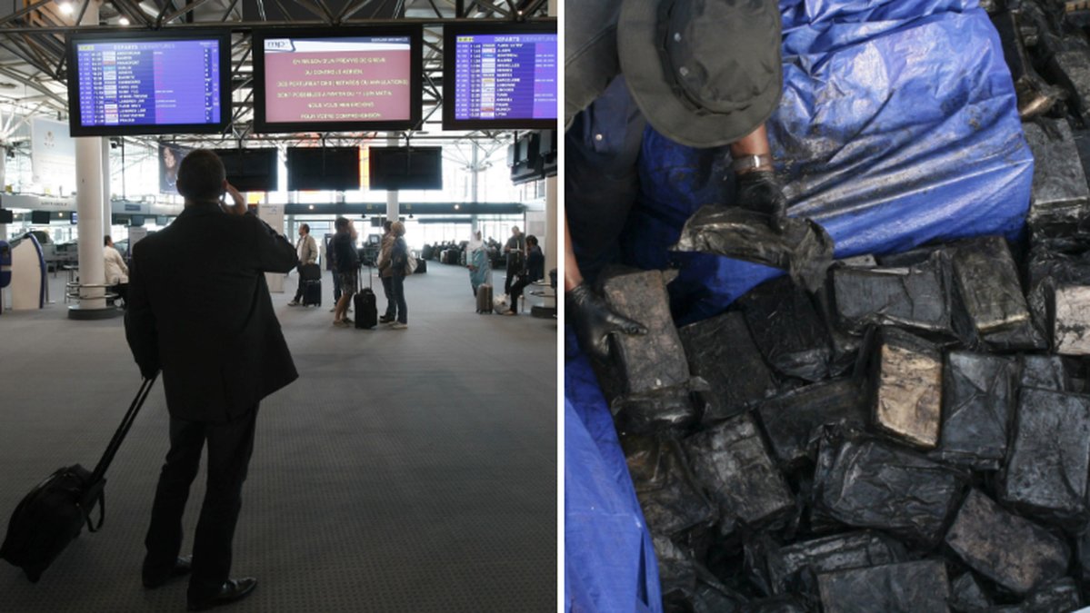 Flygpersonalen upptäckte 30 väskor fyllda med kokain.